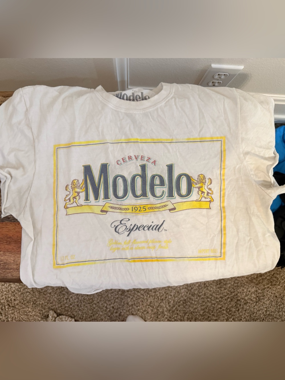 Vintage ModelCo White Tee with Yellow and Green Logo